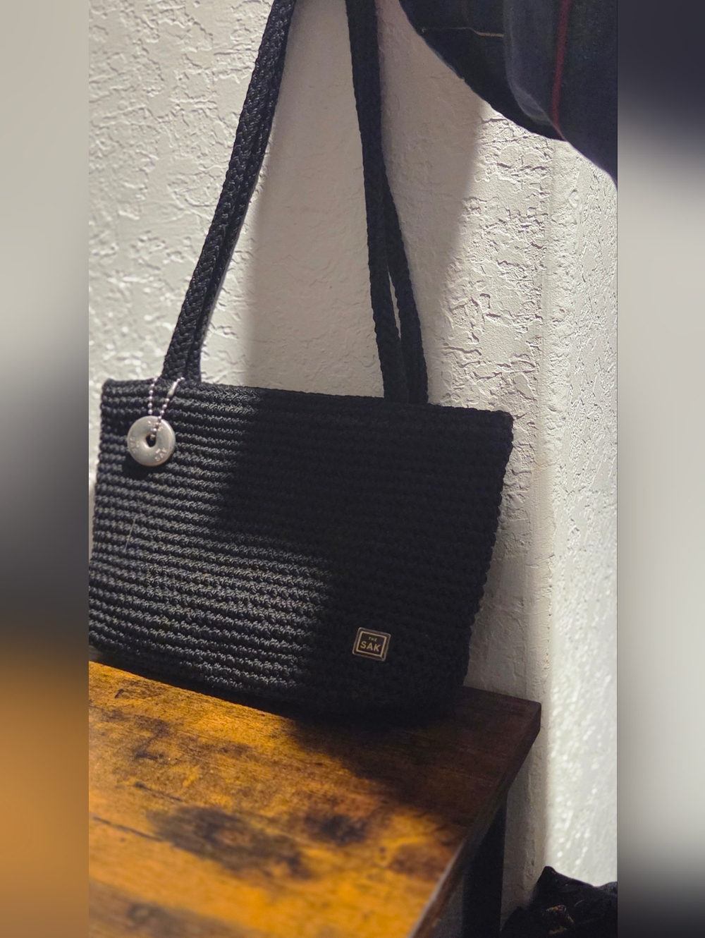 The Sak Black Crochet Tote Bag